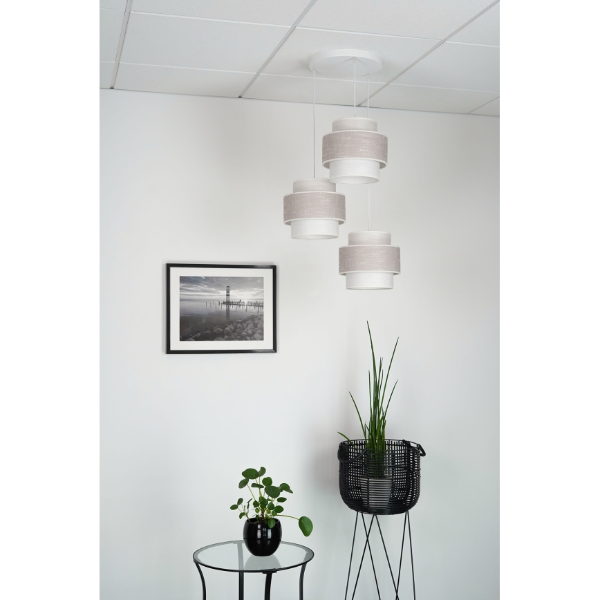 Brilagi - Lámpara colgante DOVER SPACE 3xE27/15W/230V gris/color crema