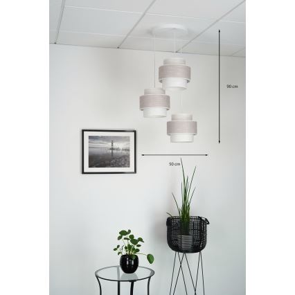 Brilagi - Lámpara colgante DOVER SPACE 3xE27/15W/230V gris/color crema