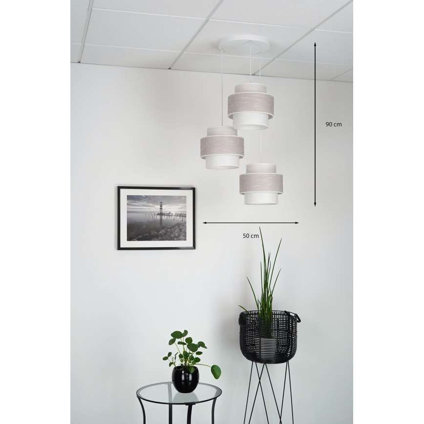 Brilagi - Lámpara colgante DOVER SPACE 3xE27/15W/230V gris/color crema