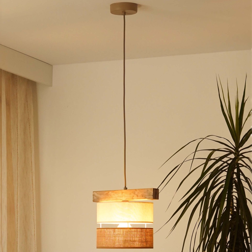 Brilagi - Lámpara colgante FOREST 1xE27/15W/230V pino/beige/color crema