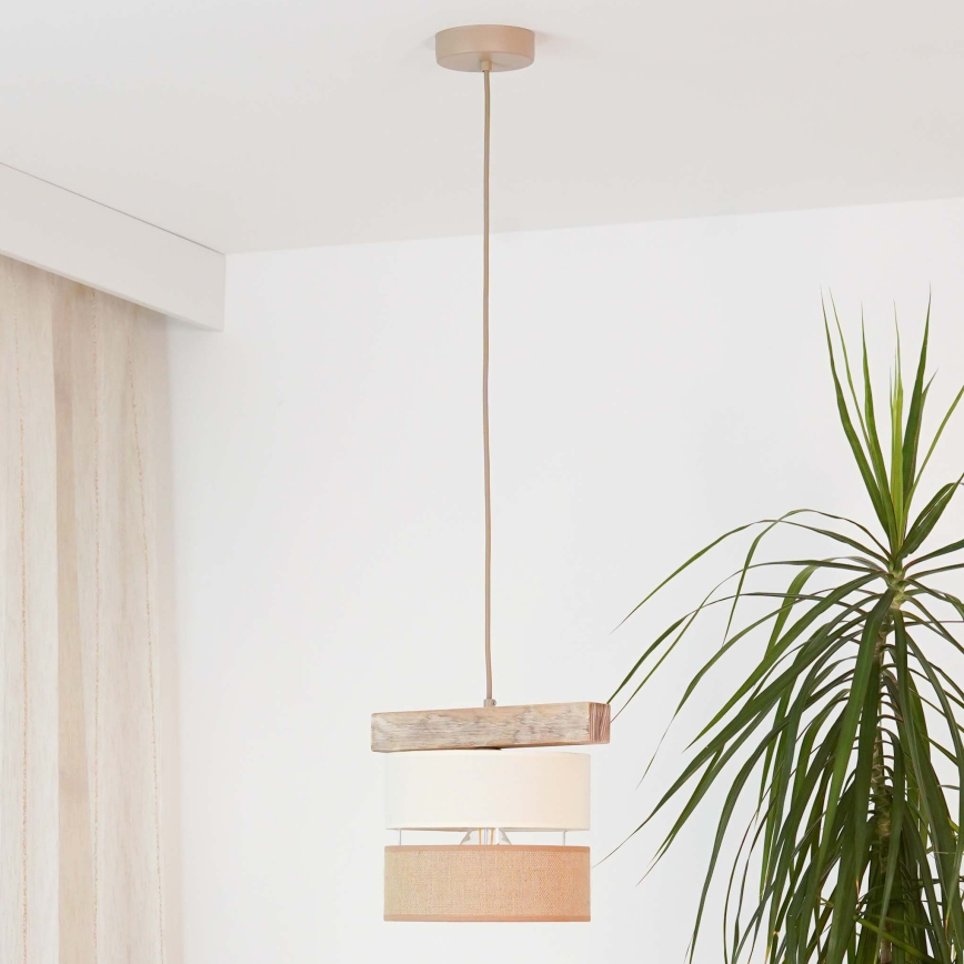 Brilagi - Lámpara colgante FOREST 1xE27/15W/230V pino/beige/color crema