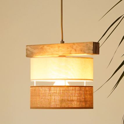 Brilagi - Lámpara colgante FOREST 1xE27/15W/230V pino/beige/color crema