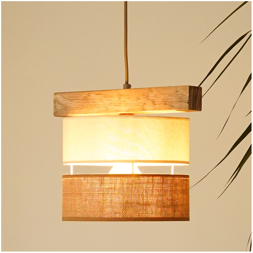 Brilagi - Lámpara colgante FOREST 1xE27/15W/230V pino/beige/color crema