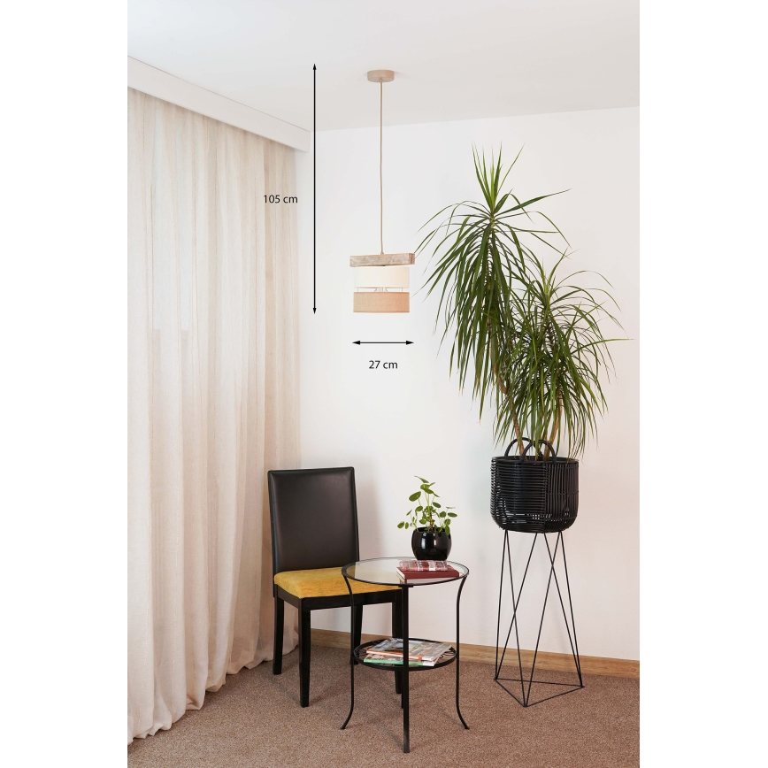 Brilagi - Lámpara colgante FOREST 1xE27/15W/230V pino/beige/color crema