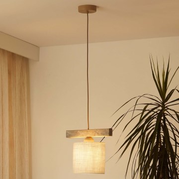 Brilagi - Lámpara colgante FOREST 1xE27/15W/230V pino/marrón/color crema