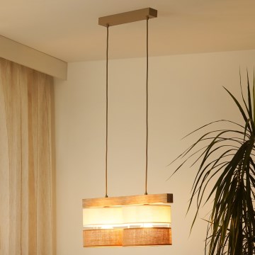 Brilagi - Lámpara colgante FOREST 2xE27/15W/230V pino/beige/color crema