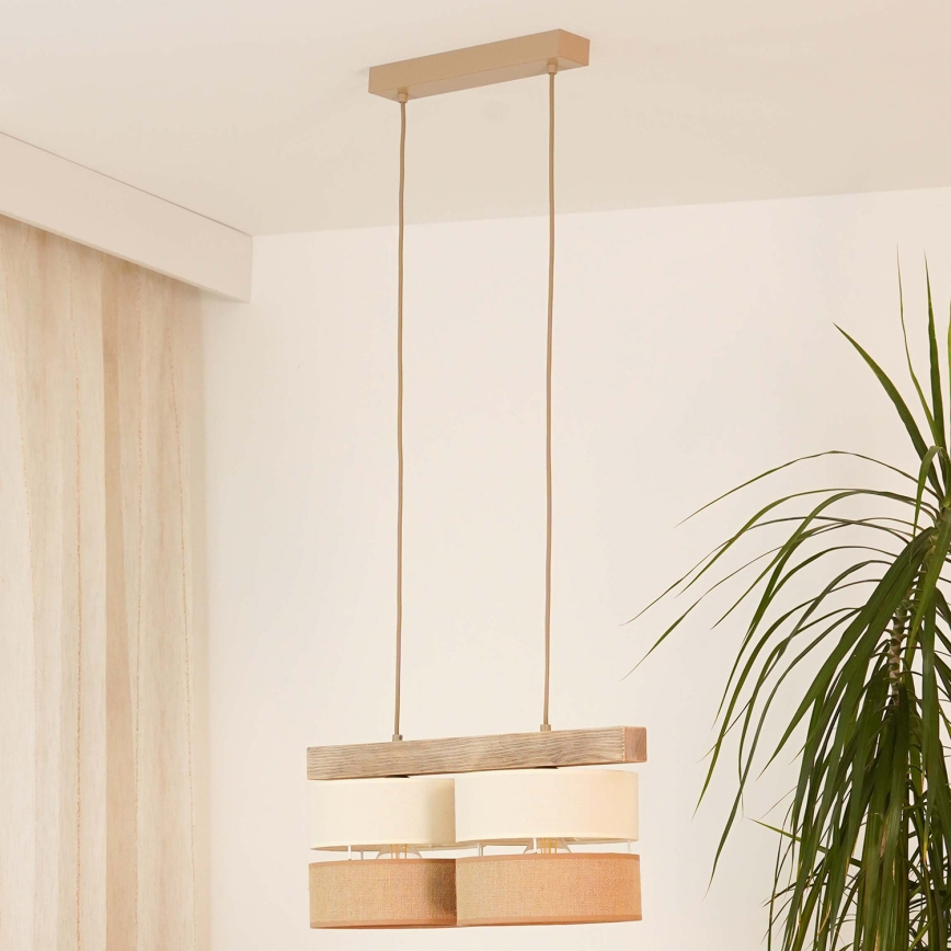 Brilagi - Lámpara colgante FOREST 2xE27/15W/230V pino/beige/color crema