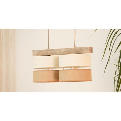 Brilagi - Lámpara colgante FOREST 2xE27/15W/230V pino/beige/color crema