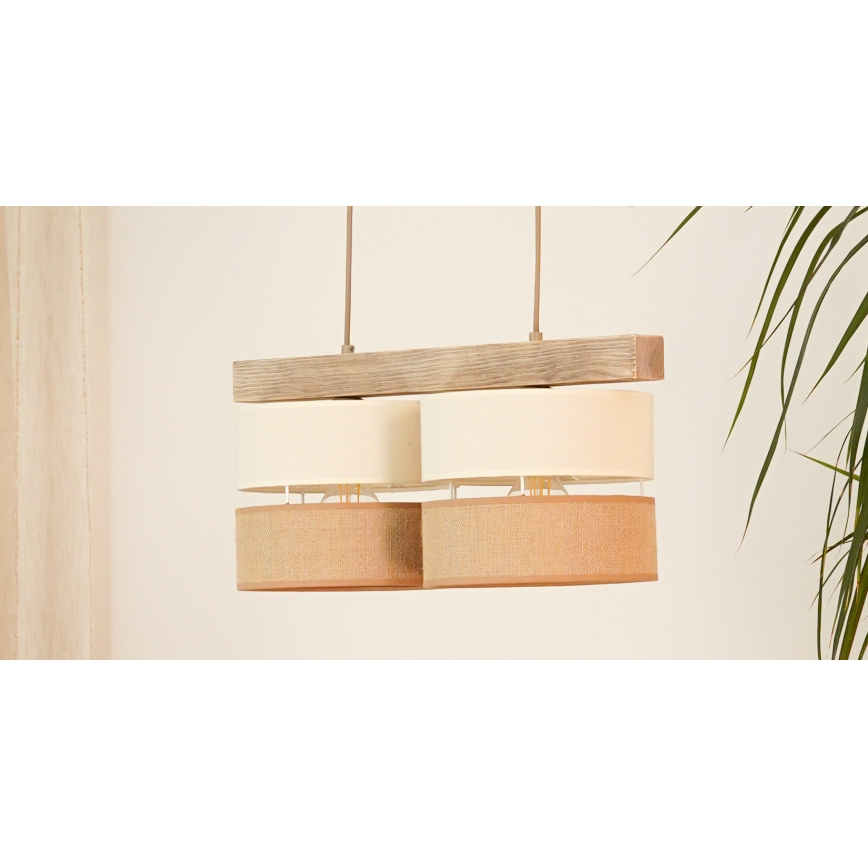 Brilagi - Lámpara colgante FOREST 2xE27/15W/230V pino/beige/color crema