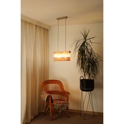Brilagi - Lámpara colgante FOREST 2xE27/15W/230V pino/beige/color crema