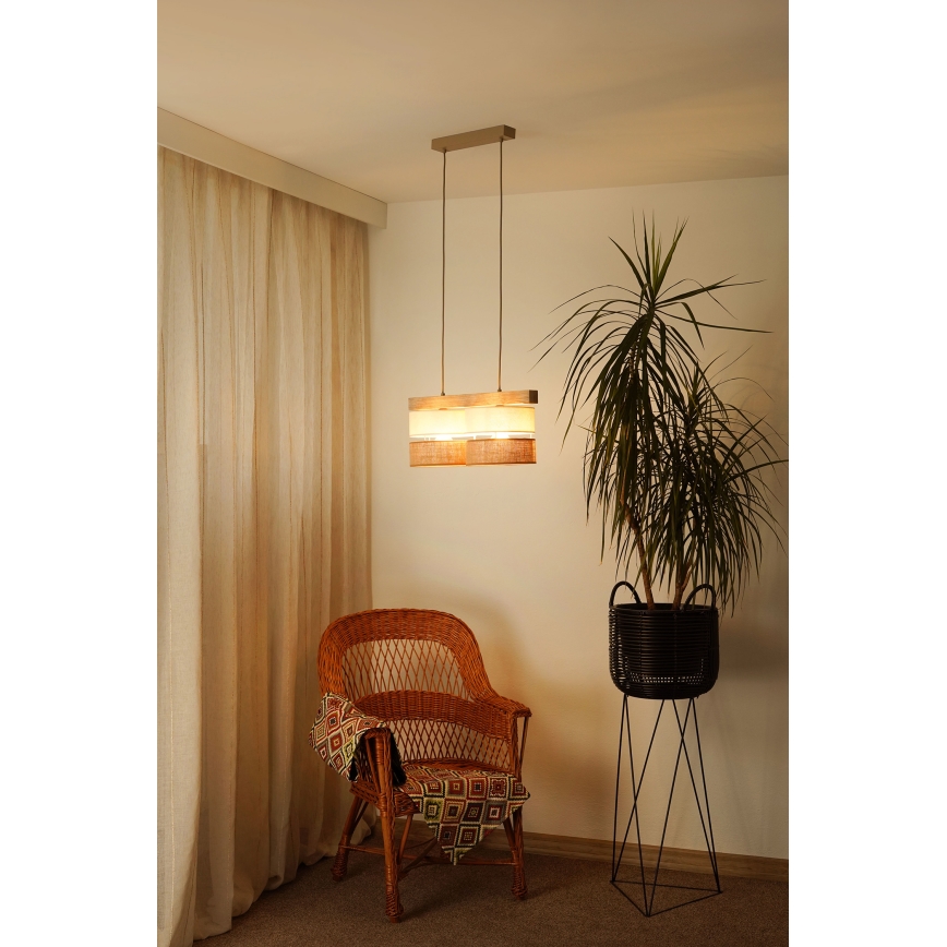 Brilagi - Lámpara colgante FOREST 2xE27/15W/230V pino/beige/color crema