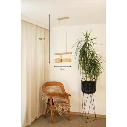 Brilagi - Lámpara colgante FOREST 2xE27/15W/230V pino/beige/color crema