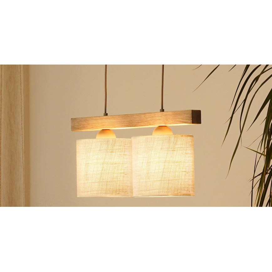 Brilagi - Lámpara colgante FOREST 2xE27/15W/230V pino/marrón/color crema