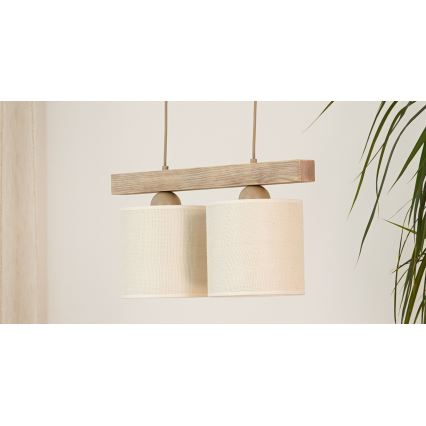Brilagi - Lámpara colgante FOREST 2xE27/15W/230V pino/marrón/color crema