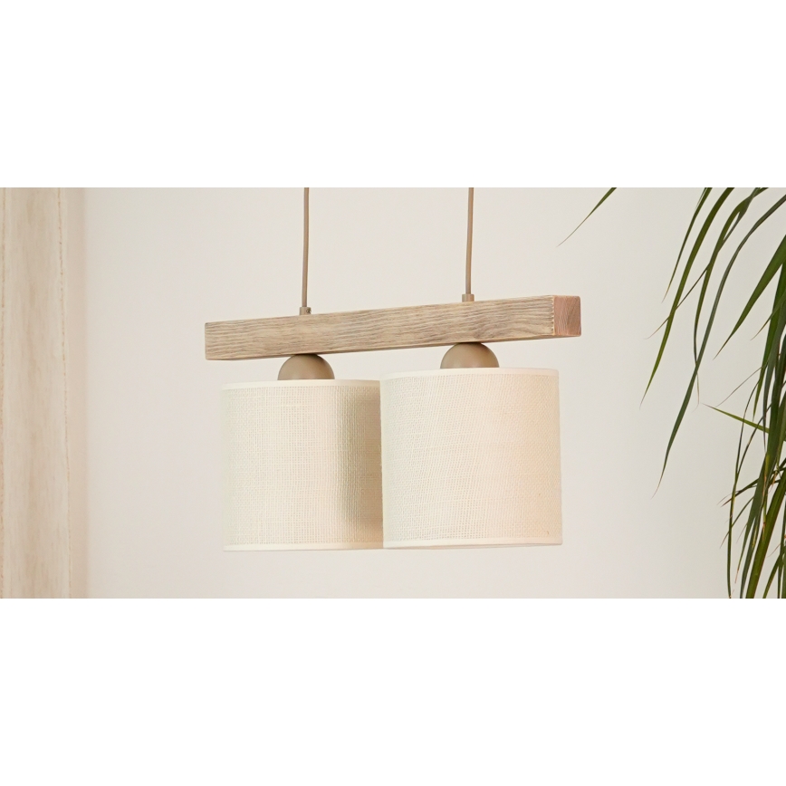 Brilagi - Lámpara colgante FOREST 2xE27/15W/230V pino/marrón/color crema