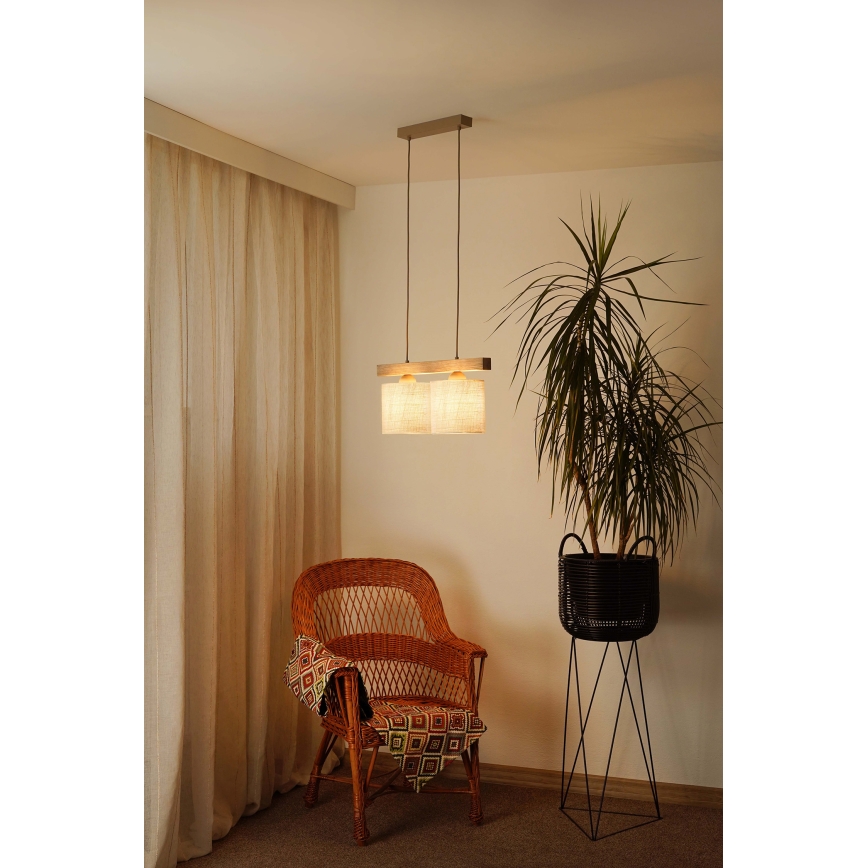 Brilagi - Lámpara colgante FOREST 2xE27/15W/230V pino/marrón/color crema