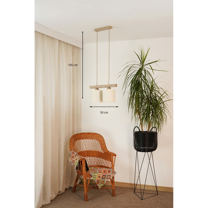 Brilagi - Lámpara colgante FOREST 2xE27/15W/230V pino/marrón/color crema