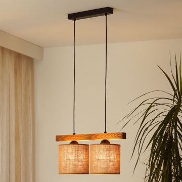 Brilagi - Lámpara colgante FOREST 2xE27/15W/230V pino/marrón/negro