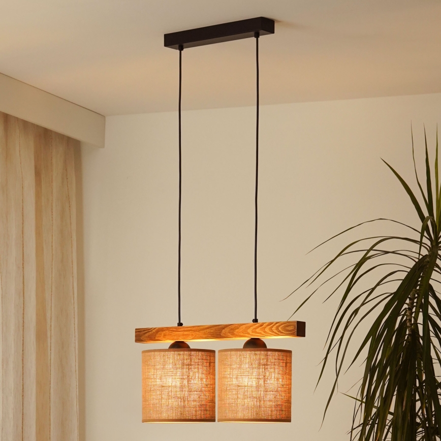 Brilagi - Lámpara colgante FOREST 2xE27/15W/230V pino/marrón/negro