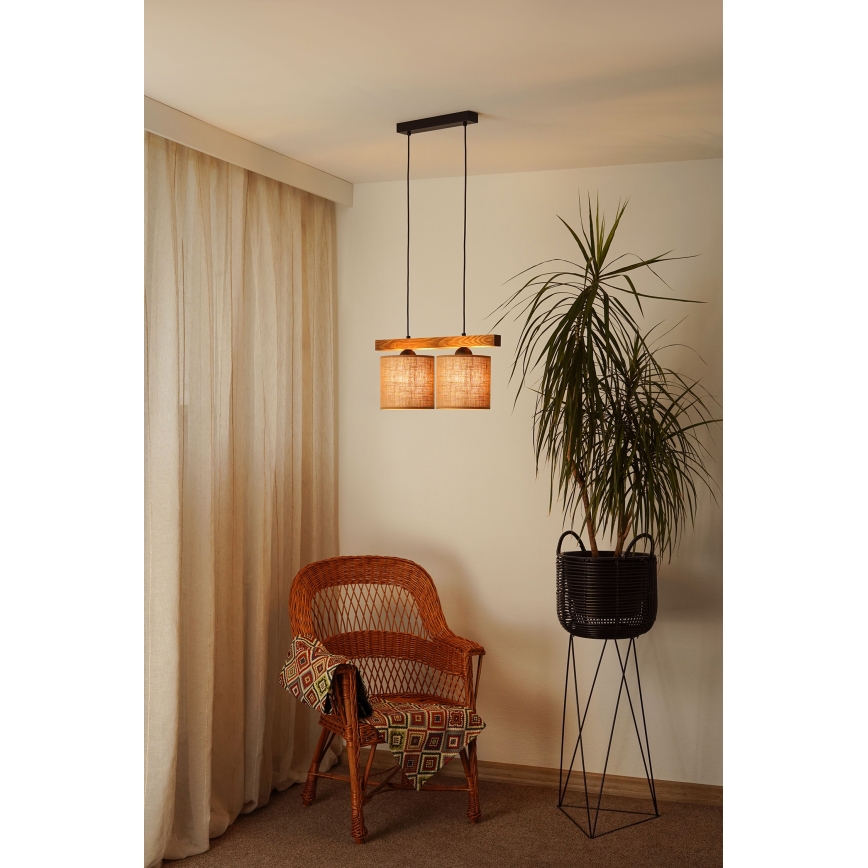 Brilagi - Lámpara colgante FOREST 2xE27/15W/230V pino/marrón/negro