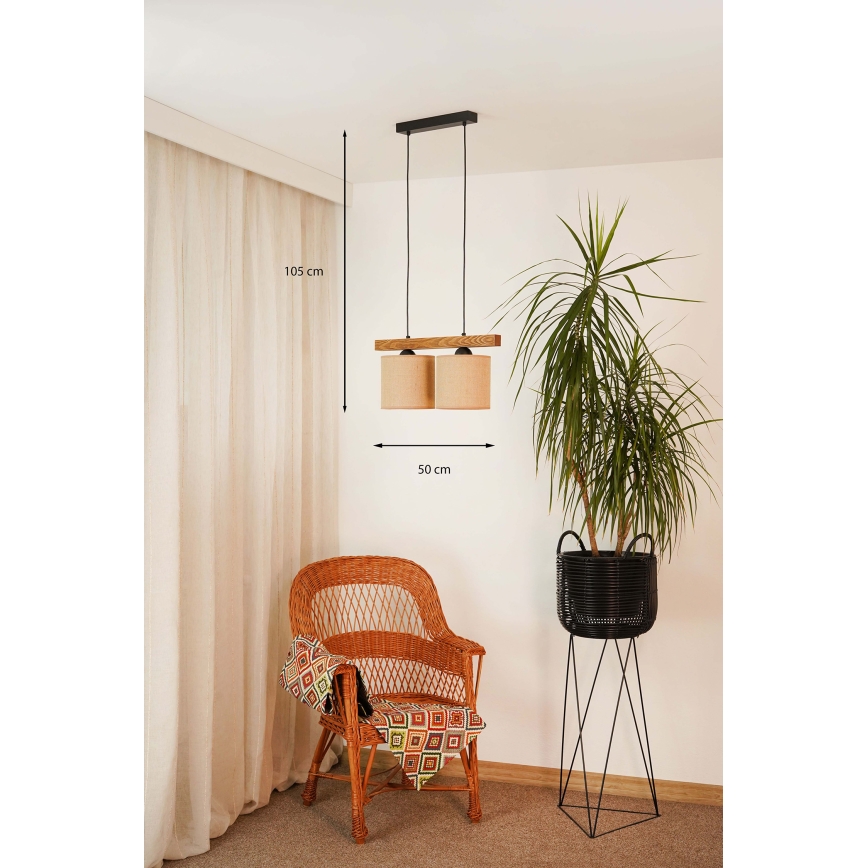 Brilagi - Lámpara colgante FOREST 2xE27/15W/230V pino/marrón/negro