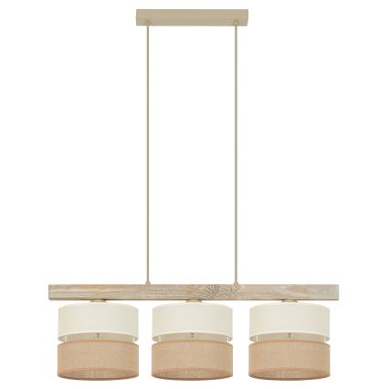 Brilagi - Lámpara colgante FOREST 3xE27/15W/230V pino/beige/color crema