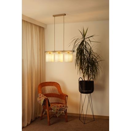 Brilagi - Lámpara colgante FOREST 3xE27/15W/230V pino/marrón/color crema
