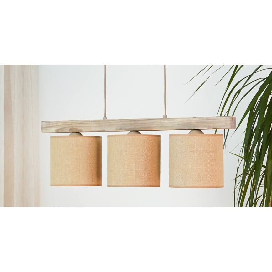 Brilagi - Lámpara colgante FOREST 3xE27/15W/230V pino/marrón