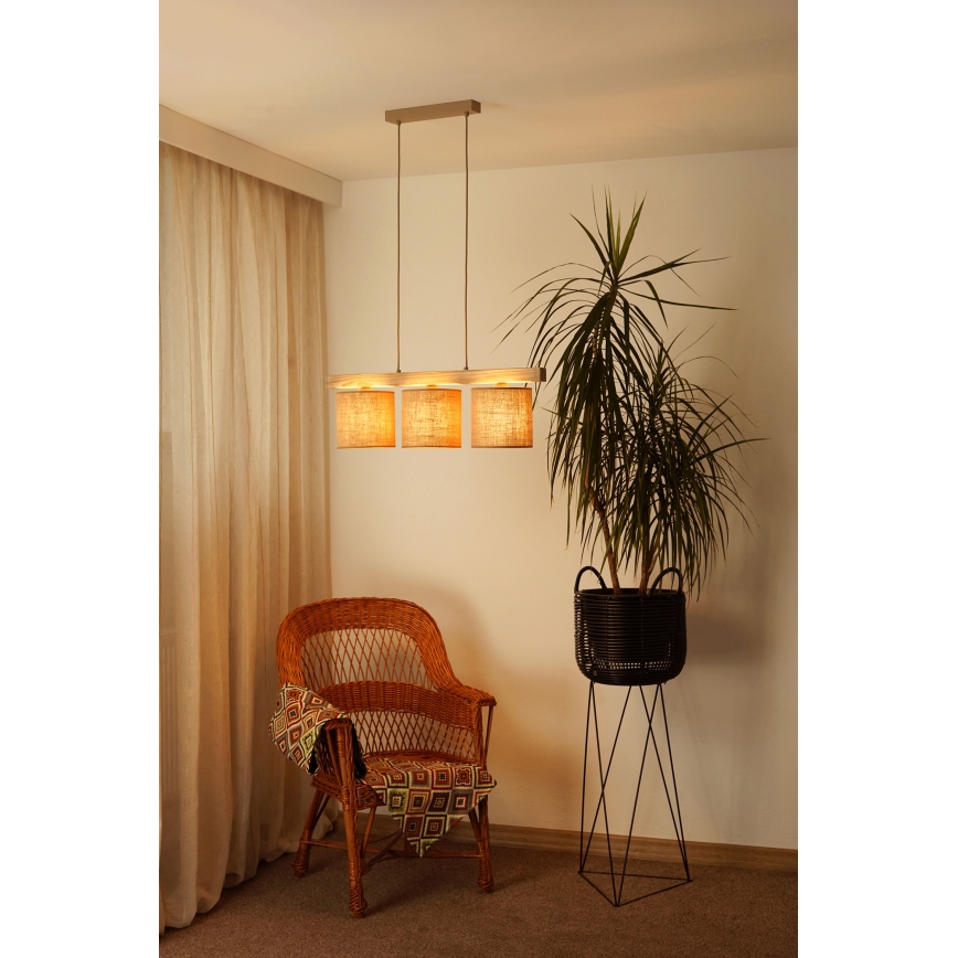 Brilagi - Lámpara colgante FOREST 3xE27/15W/230V pino/marrón