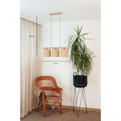 Brilagi - Lámpara colgante FOREST 3xE27/15W/230V pino/marrón