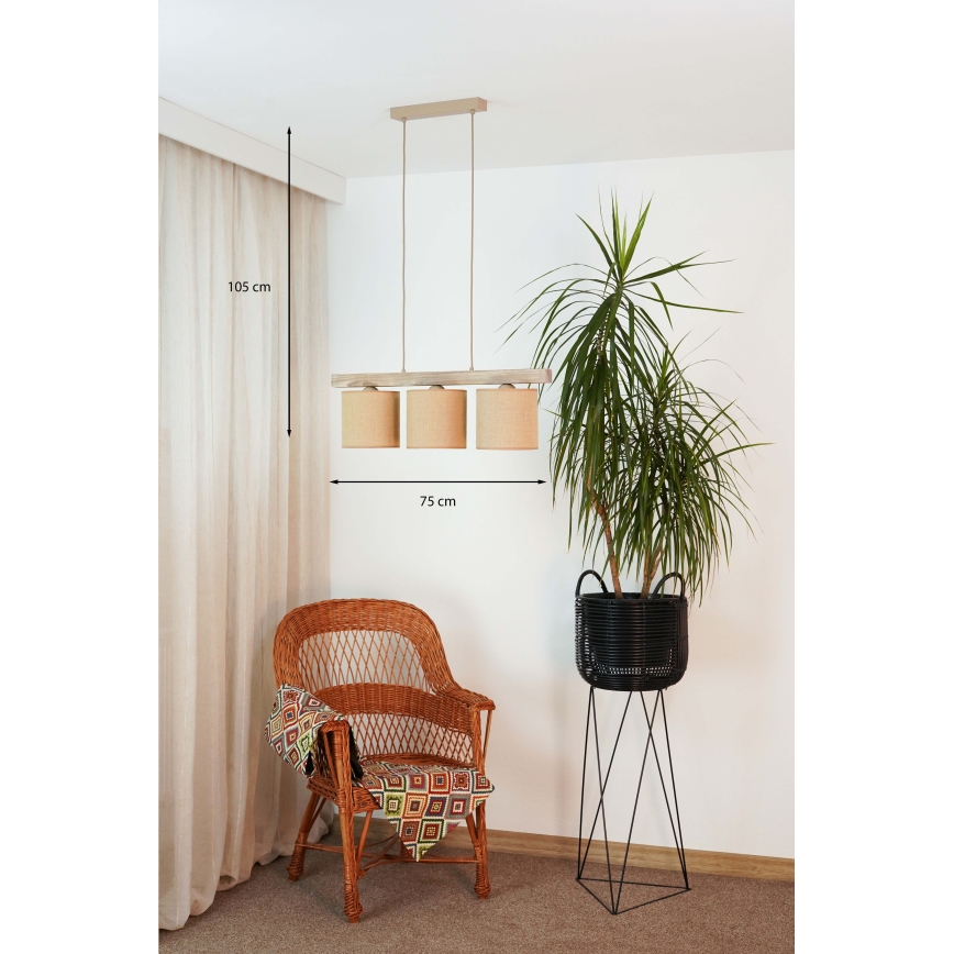 Brilagi - Lámpara colgante FOREST 3xE27/15W/230V pino/marrón