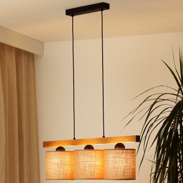 Brilagi - Lámpara colgante FOREST 3xE27/15W/230V pino/marrón/negro