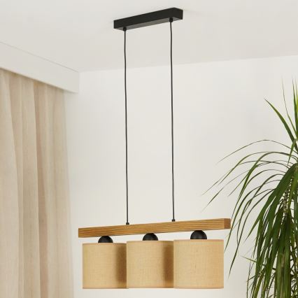 Brilagi - Lámpara colgante FOREST 3xE27/15W/230V pino/marrón/negro
