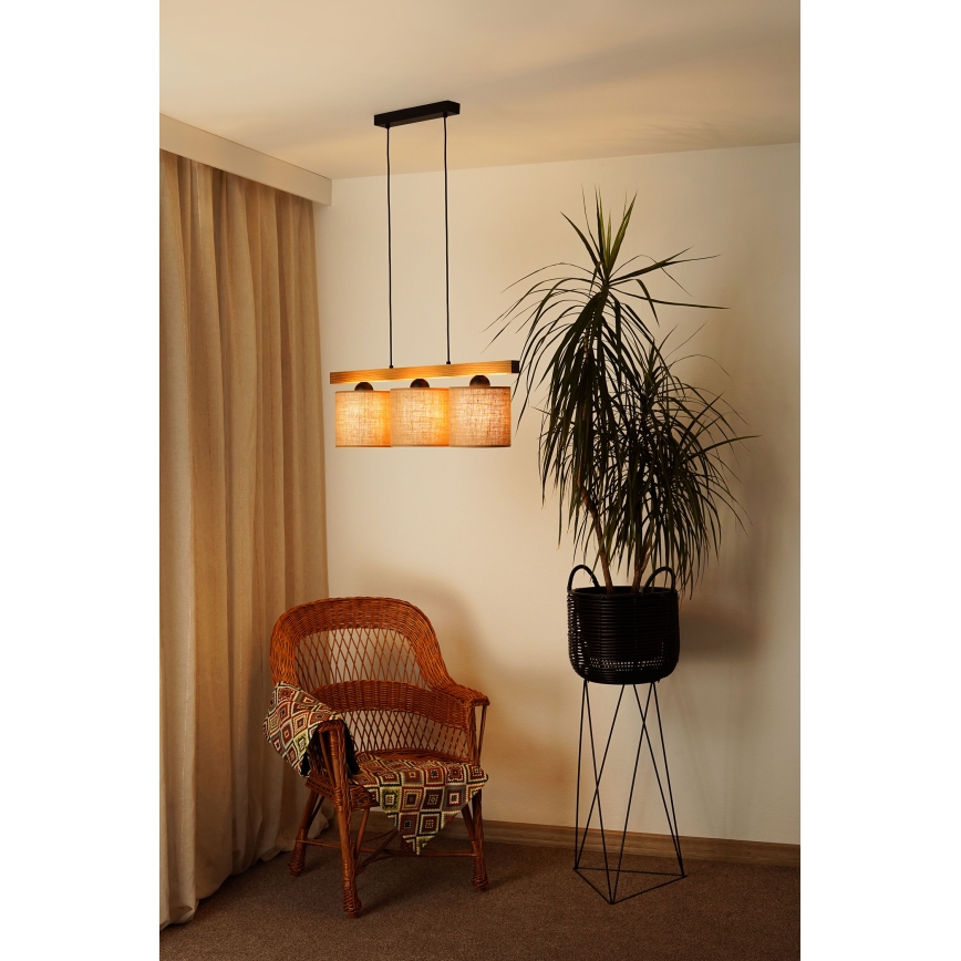 Brilagi - Lámpara colgante FOREST 3xE27/15W/230V pino/marrón/negro
