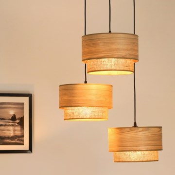 Brilagi - Lámpara colgante MONTANA BOHO 3xE27/15W/230V marrón/negro