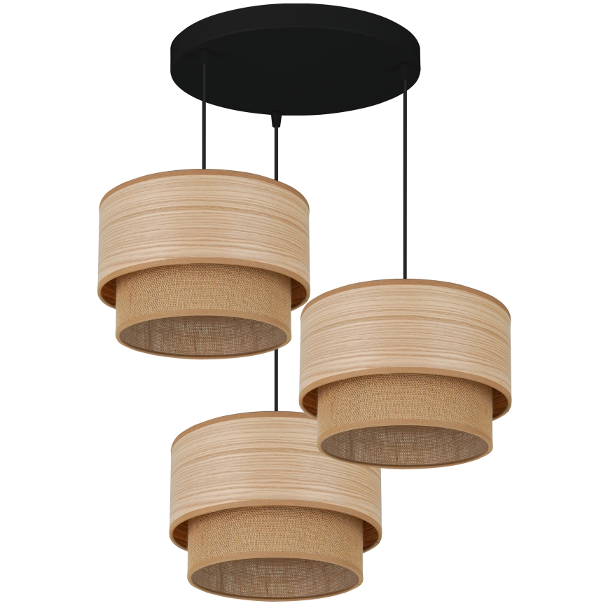 Brilagi - Lámpara colgante MONTANA BOHO 3xE27/15W/230V marrón/negro