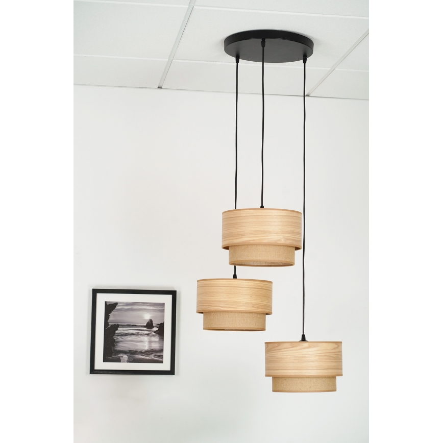 Brilagi - Lámpara colgante MONTANA BOHO 3xE27/15W/230V marrón/negro
