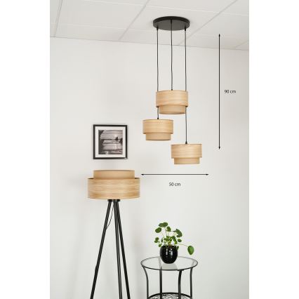Brilagi - Lámpara colgante MONTANA BOHO 3xE27/15W/230V marrón/negro
