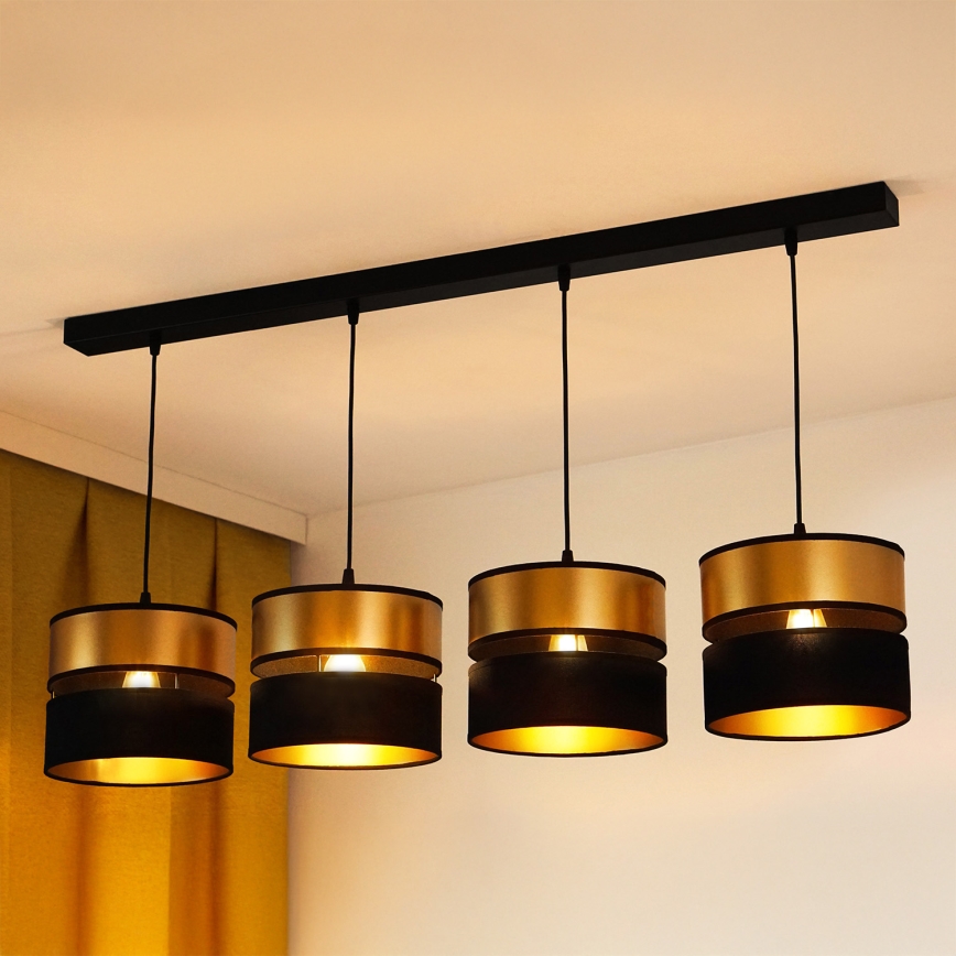 Brilagi - Lámpara colgante ROYAL 4xE27/15W/230V negro/dorado