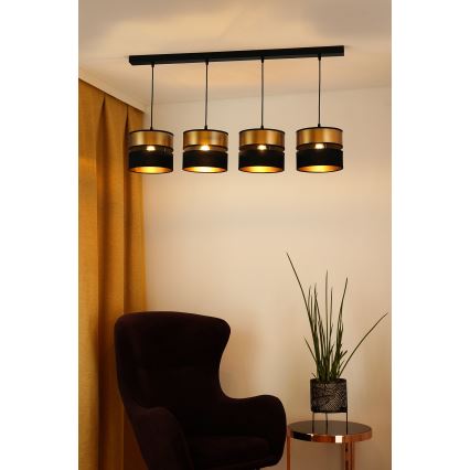 Brilagi - Lámpara colgante ROYAL 4xE27/15W/230V negro/dorado