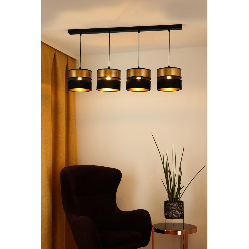 Brilagi - Lámpara colgante ROYAL 4xE27/15W/230V negro/dorado