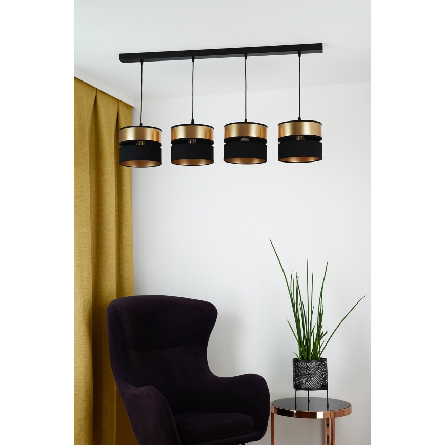 Brilagi - Lámpara colgante ROYAL 4xE27/15W/230V negro/dorado