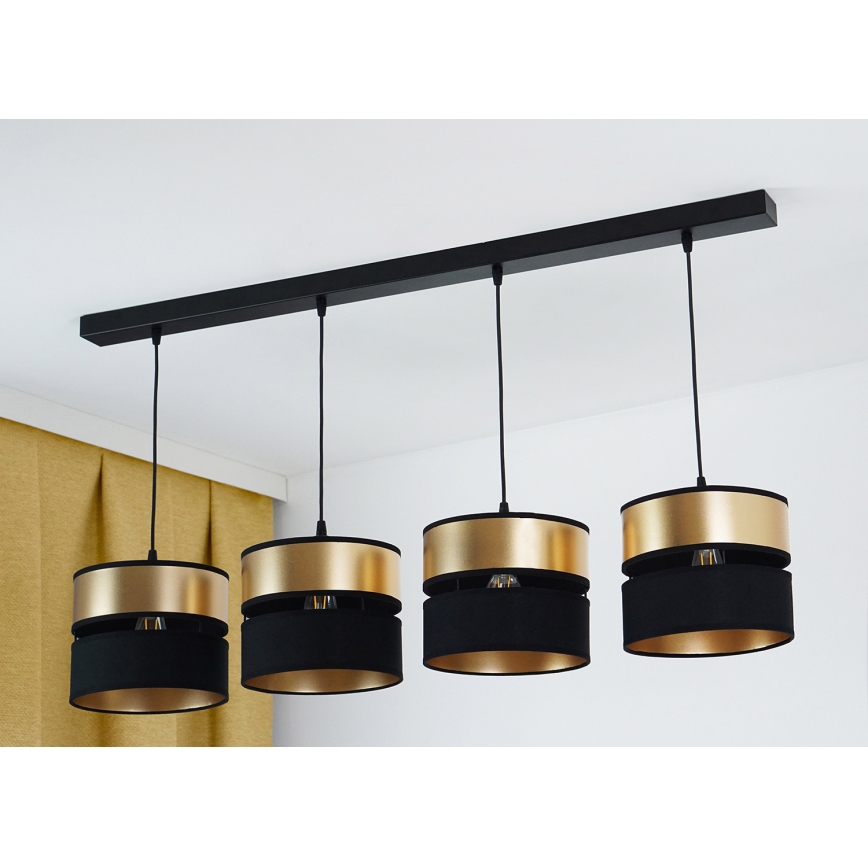 Brilagi - Lámpara colgante ROYAL 4xE27/15W/230V negro/dorado
