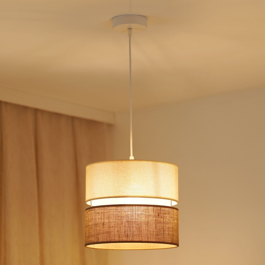 Brilagi - Lámpara colgante ROYAL YUTE 1xE27/15W/230V diá. 25 cm beige/color crema