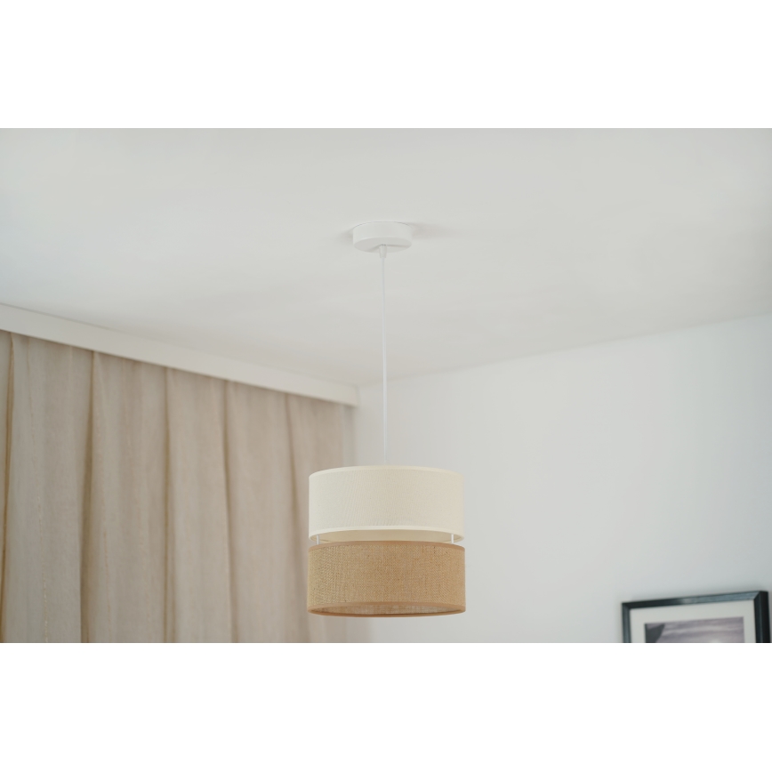 Brilagi - Lámpara colgante ROYAL YUTE 1xE27/15W/230V diá. 25 cm beige/color crema