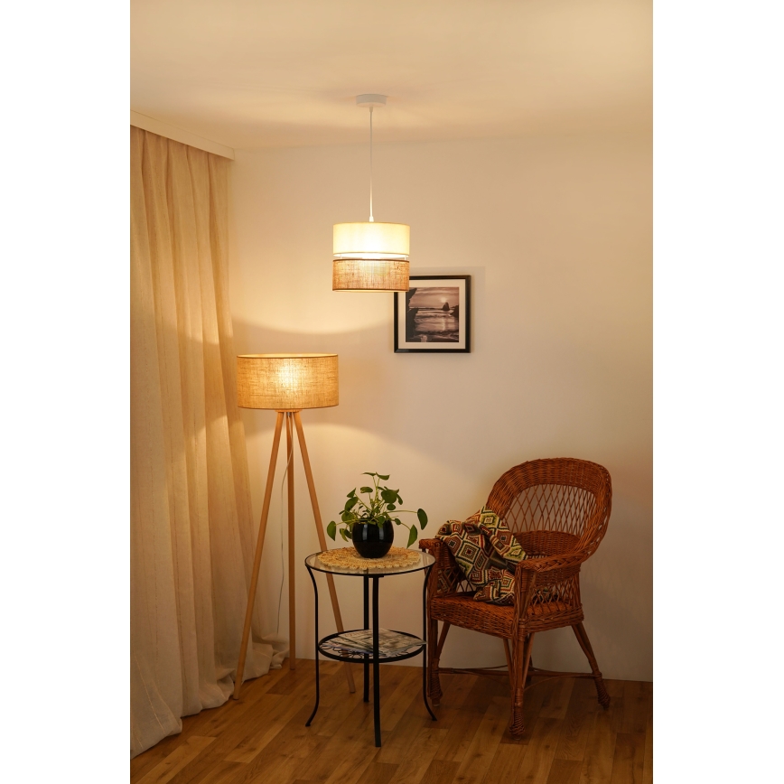 Brilagi - Lámpara colgante ROYAL YUTE 1xE27/15W/230V diá. 25 cm beige/color crema