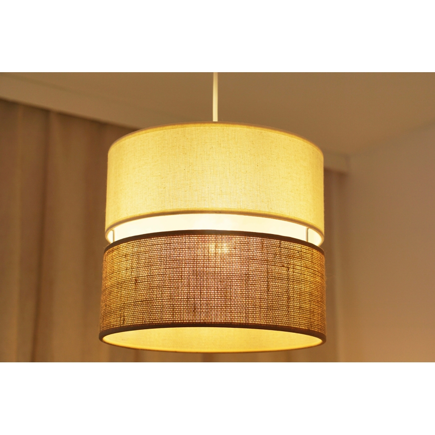 Brilagi - Lámpara colgante ROYAL YUTE 1xE27/15W/230V diá. 25 cm beige/color crema