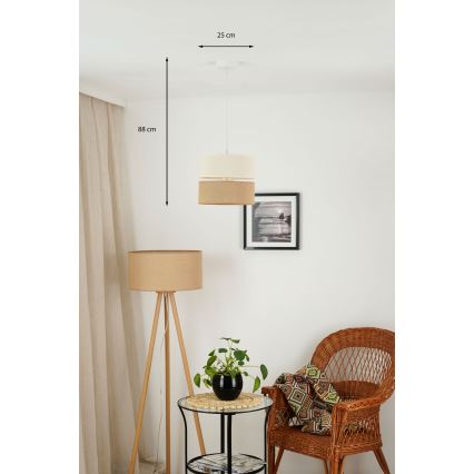 Brilagi - Lámpara colgante ROYAL YUTE 1xE27/15W/230V diá. 25 cm beige/color crema
