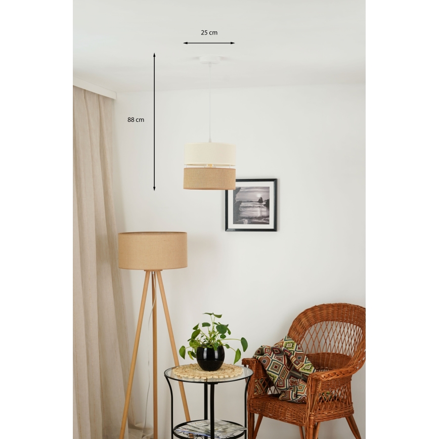 Brilagi - Lámpara colgante ROYAL YUTE 1xE27/15W/230V diá. 25 cm beige/color crema