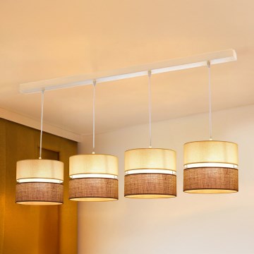 Brilagi - Lámpara colgante ROYAL YUTE 4xE27/15W/230V beige/color crema/blanco